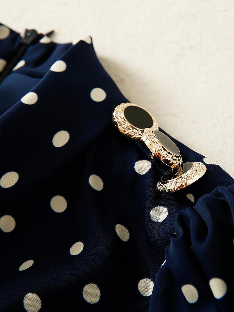 Casual Dresses Princess Kate Women Designer High Quality Spring Autumn Fashion Elegant Vintage Dot Pr
