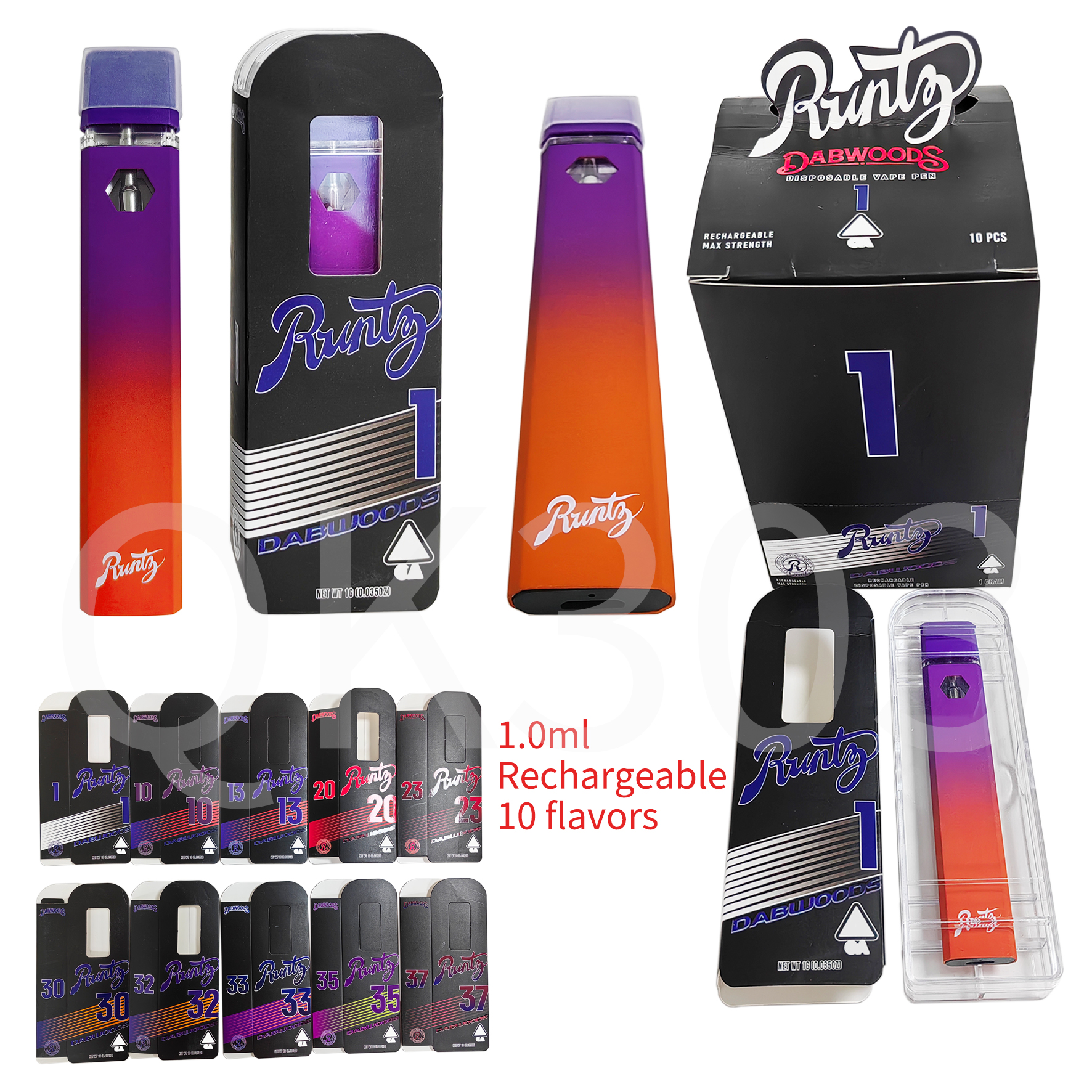 Dabwoods Runtz RUNTY Disposable vape pens E cigarettes Rechargeable Battery Empty Vape Pen 1ml Vaporizer with Packing
Dabwoods Runtz RUNTY Disposable vape pens E cigarettes Rechargeable Battery Empty Vape Pen 1ml Vaporizer with Packing
