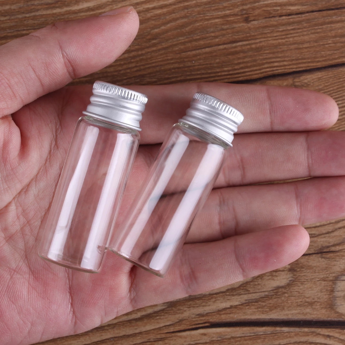 Glass Vials Small Bottles Mini Tiny Jars with Aluminum Screw Caps Sealed Top Metal Lids Cover For DIY Crafts