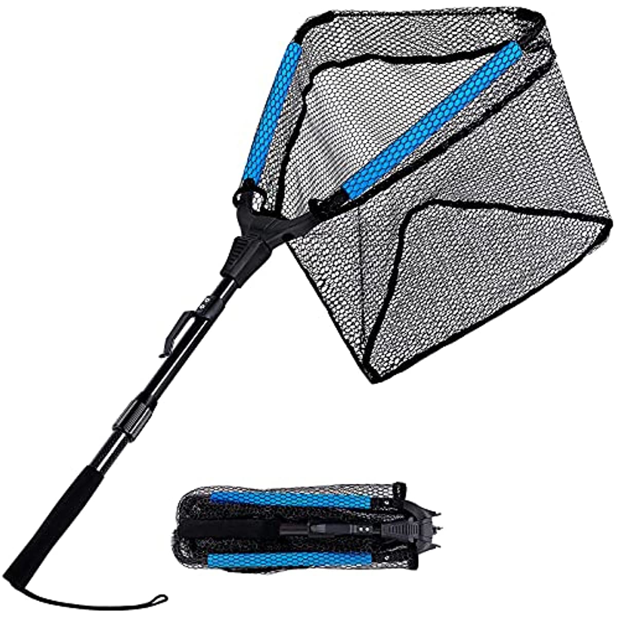 Fishing Net Fish Landing Net Foldable Collapsible Telescopic Pole Handle Durabl…