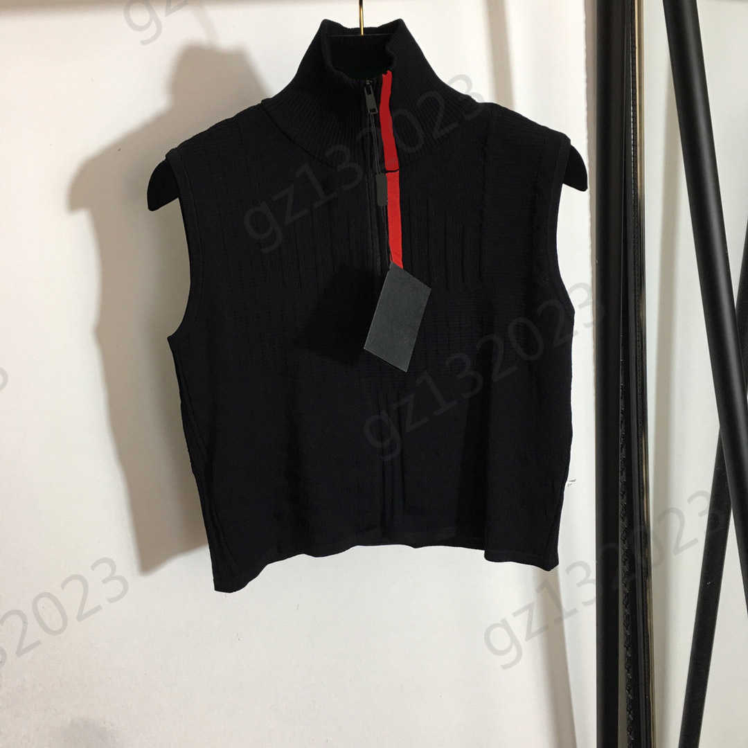 Womens Sweaters Contrasting Color Striped Letter Embroidery Stand Collar Sleeveless Knitted Vest Zipper Flap Short Slim Knitwear Brand Women Apparel 2 Colors
Womens Sweaters Contrasting Color Striped Letter Embroidery Stand Collar Sleeveless Knitted Vest Zipper Flap Short Slim Knitwear Brand Women Apparel 2 Colors