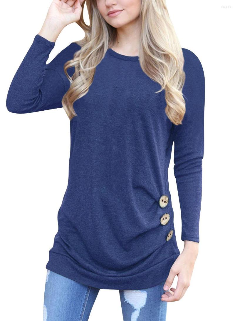 Women's T Shirts Decoration Button Tshirt Women Camiseta Feminina Solid Color Long Sleeve O-Neck Multi-color Soft Tee Slim Ripple Office, Purple
Women's T Shirts Decoration Button Tshirt Women Camiseta Feminina Solid Color Long Sleeve O-Neck Multi-color Soft Tee Slim Ripple Office, Purple