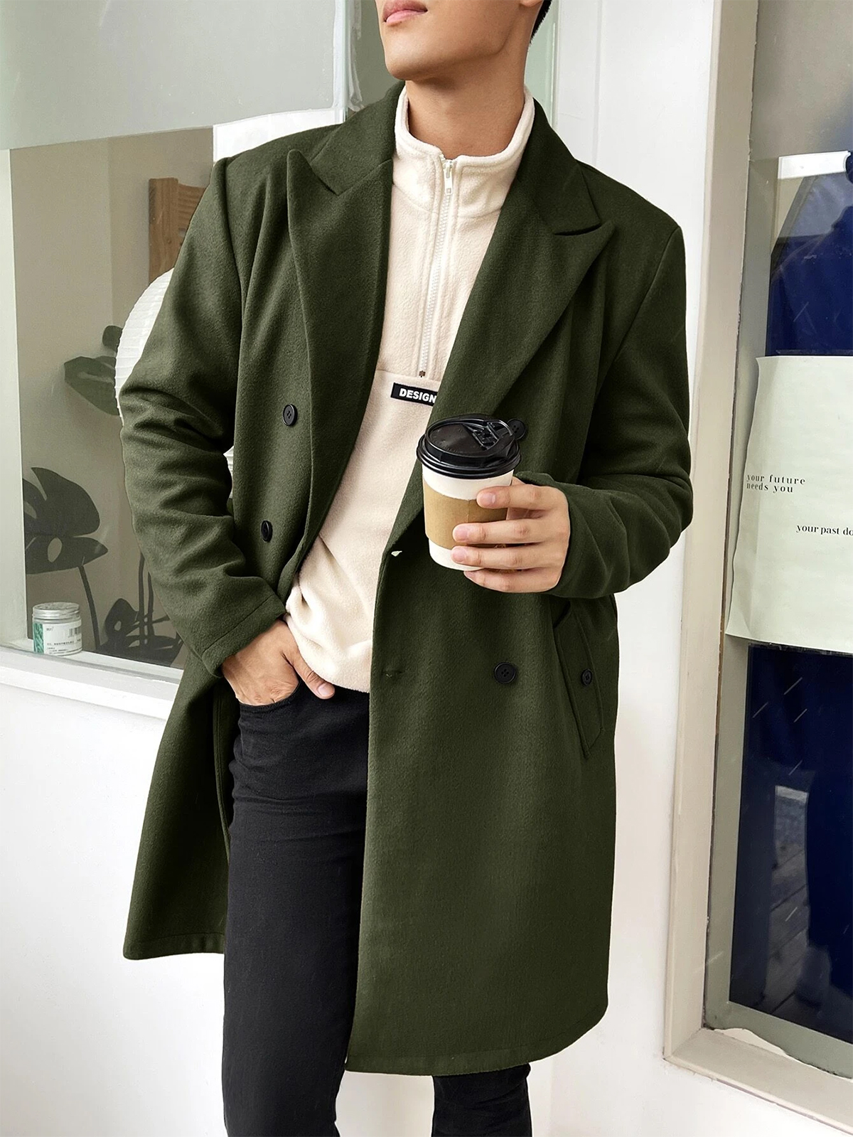 One Piece Wedding Tuxedos Men Suits Modern Formal Slim Solid Color Double Breasted Customized Fit Notched Lapel Two Outer Pockets Business Coat