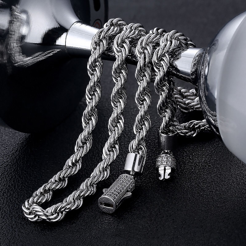 6mm 18-24inch 14K Yellow Gold Plated 316L Stainless Steel Twisted Rope Chain Necklace for Men Women Fashion Jewelry Gift