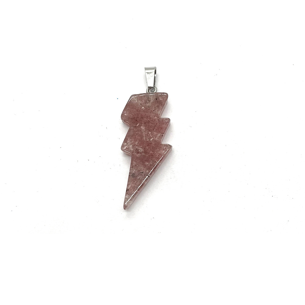 Natural Stone Lightning Shape Pendant Charms Reiki Healing Quartz Crystal Pendants For Necklaces Jewelry Making