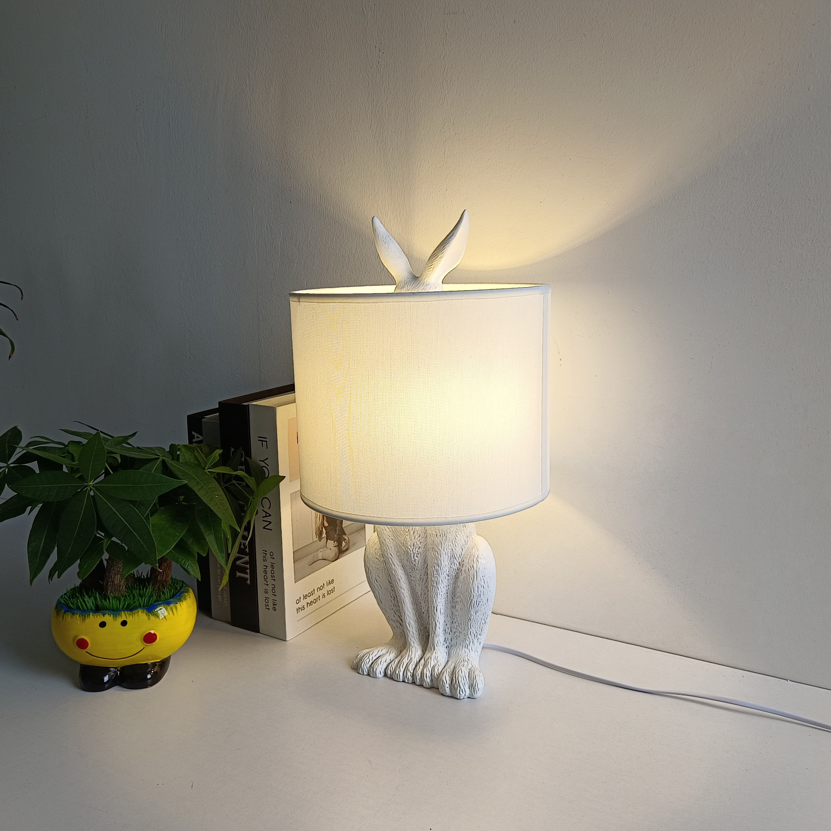 Elegant Rabbit Mask Resin Table Lamp Ideal for Bedroom, Study, and Dining Room Decoration