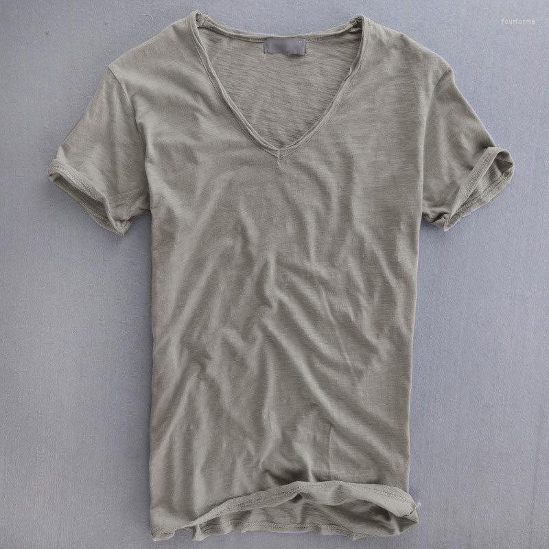 Men's T Shirts Summer Men Solid Color Linen Cotton Male V-neck Short Sleeve Casual Light Breathable Shirt