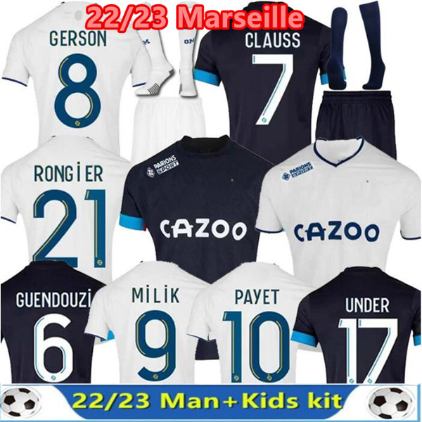 22 23 MILIK soccer jerseys 2022/2023 MarseilleS maillot foot CUISANCE BAKAMBU under GERSON PAYET football shirts men kids kit GUENDOUZI DIENG fans player version, Blue
22 23 MILIK soccer jerseys 2022/2023 MarseilleS maillot foot CUISANCE BAKAMBU under GERSON PAYET football shirts men kids kit GUENDOUZI DIENG fans player version, Blue
