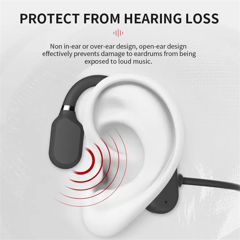 Bluetooth 5.0 Ear Hook Headphones AS3 Wireless Bone Conduction Headset w/Mic for Handsfree Calling IPX5 Waterproof Earphones