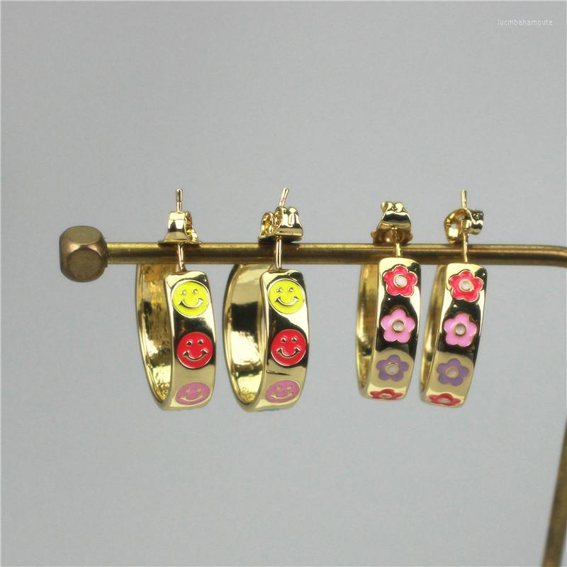 Hoop Earrings 10pair/lot Colorful Flower/smile Shape Enamel Earring Plated With Cubic Zircon Women Love Wholesale
Hoop Earrings 10pair/lot Colorful Flower/smile Shape Enamel Earring Plated With Cubic Zircon Women Love Wholesale