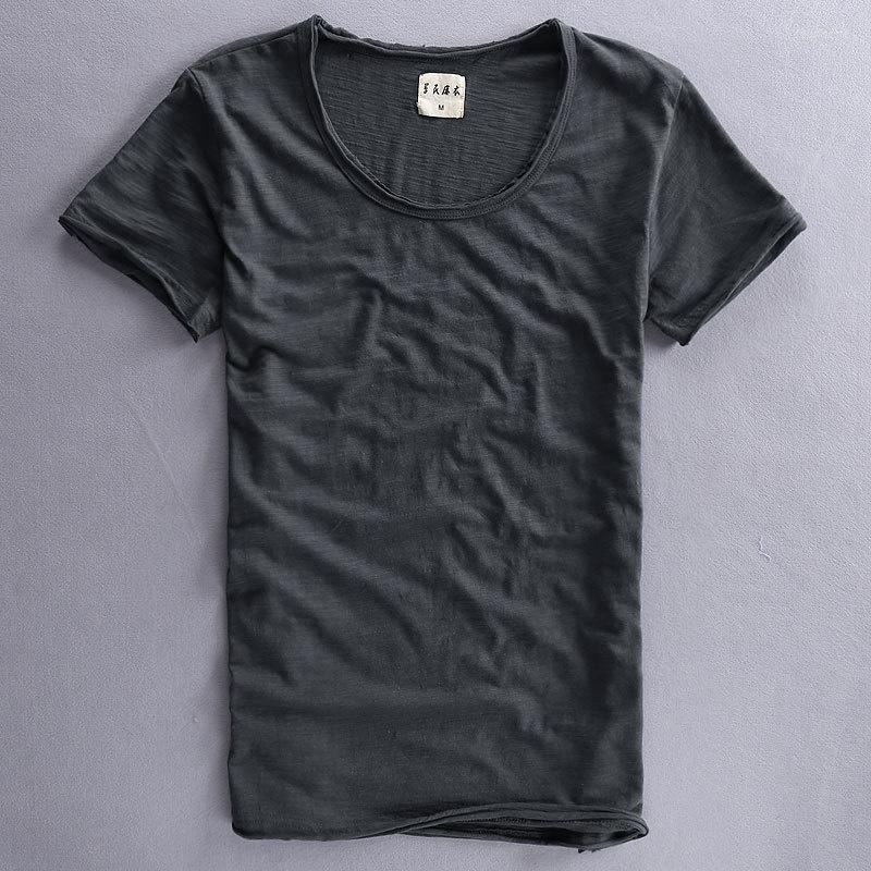 Men's T Shirts Summer Men Solid Color Linen Cotton Male V-neck Short Sleeve Casual Light Breathable Shirt