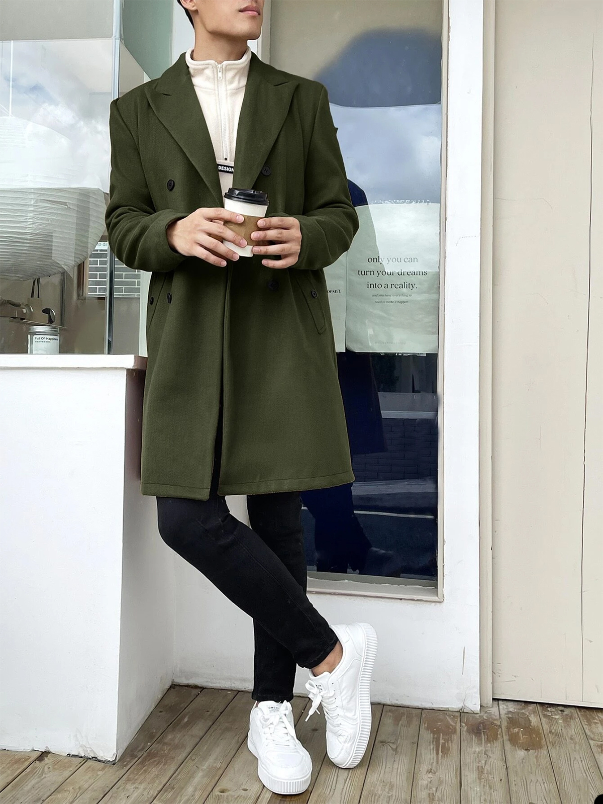 One Piece Wedding Tuxedos Men Suits Modern Formal Slim Solid Color Double Breasted Customized Fit Notched Lapel Two Outer Pockets Business Coat