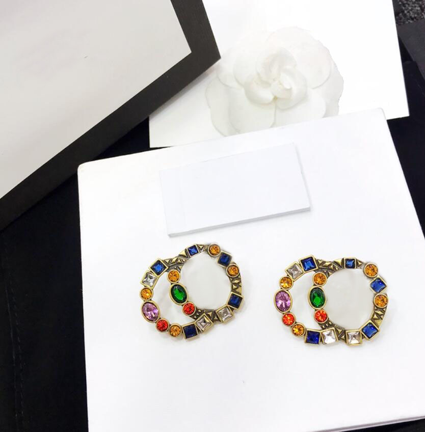 Luxury Colorful Crystal Rhinestone Earrings Stud aretes top brass material with stamps for Women ladies wedding party designer jewelry
Luxury Colorful Crystal Rhinestone Earrings Stud aretes top brass material with stamps for Women ladies wedding party designer jewelry