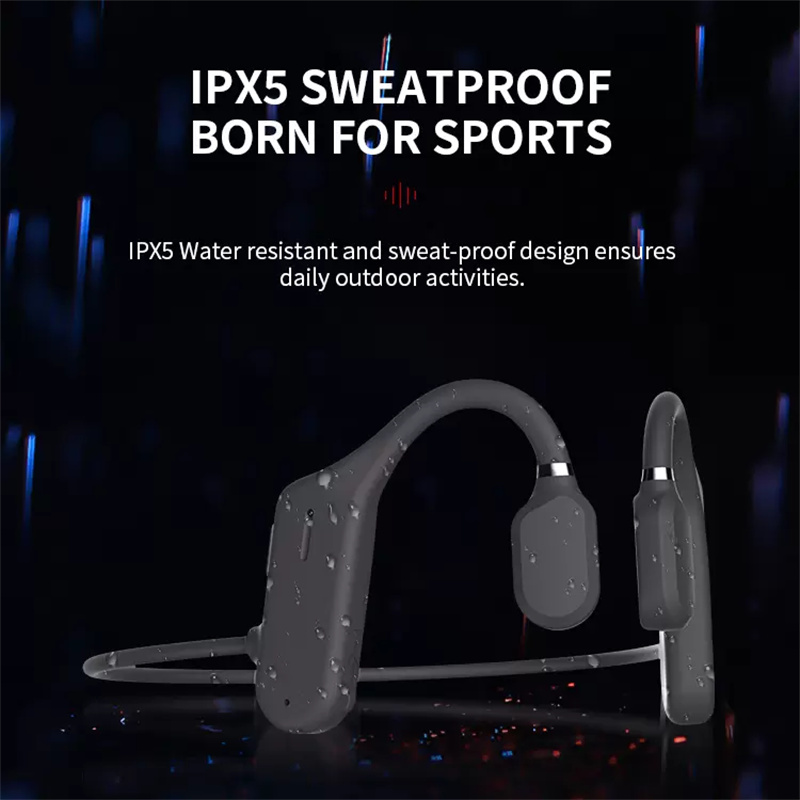 Bluetooth 5.0 Ear Hook Headphones AS3 Wireless Bone Conduction Headset w/Mic for Handsfree Calling IPX5 Waterproof Earphones