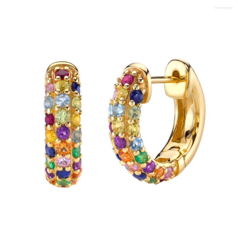 Hoop Earrings Original Brand 925 Sterling Silver Pave CZ Colorful Wide Dome Thick Huggie Earring
Hoop Earrings Original Brand 925 Sterling Silver Pave CZ Colorful Wide Dome Thick Huggie Earring