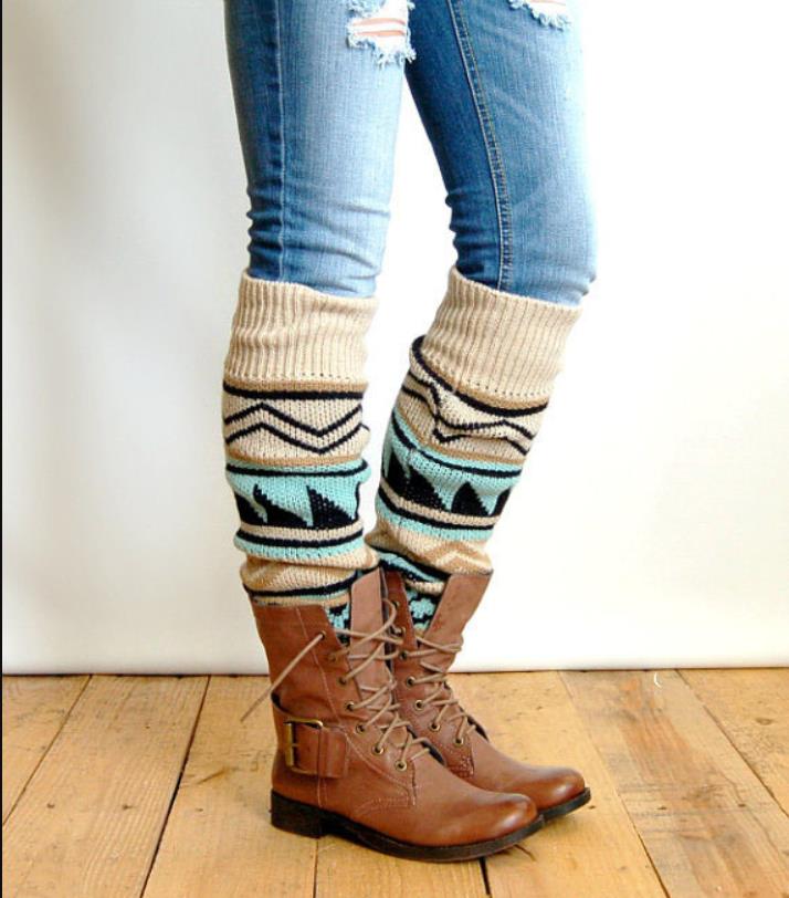 Women Boho Knitted Boot Gaiters Socks Vintage Knit Cable Long Leg Warmers Footless Thigh Highs Winter Stocking Thick Warm Cuffs