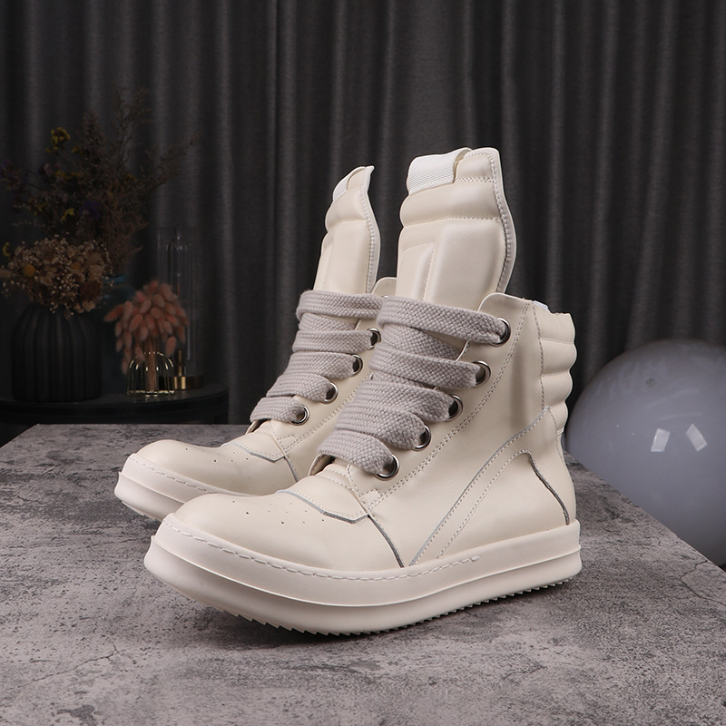 Rick High Top Casual Shoes Man's Sneakers Ro Owens Beige Women's Ankle Boot