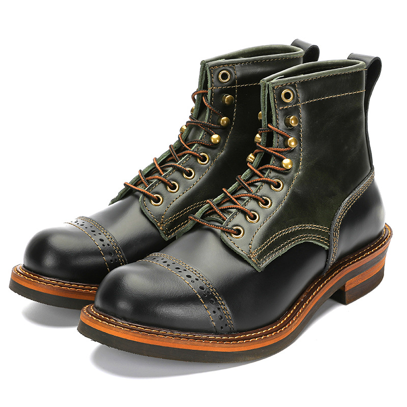 Retro Man Work Boot Green Men Antique Boots Genuine Leather Men's Leather Casual Shoes Chunky, Black
Retro Man Work Boot Green Men Antique Boots Genuine Leather Men's Leather Casual Shoes Chunky, Black