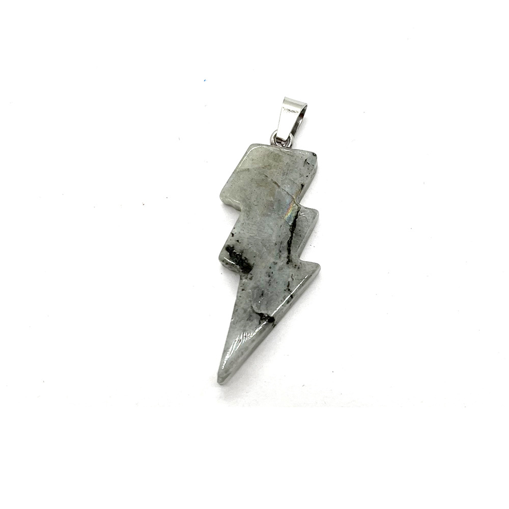 Natural Stone Lightning Shape Pendant Charms Reiki Healing Quartz Crystal Pendants For Necklaces Jewelry Making