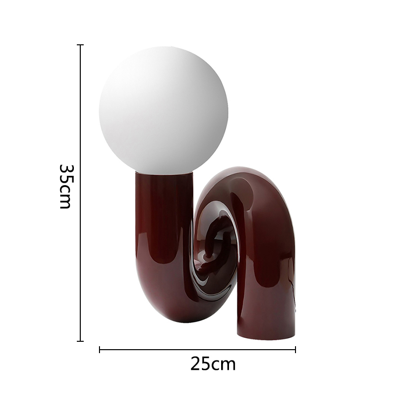 Modern Red LED Table lamps Featuring a Resin Glass Sphere - Ideal Addition to Nordic-Inspired Bedrooms