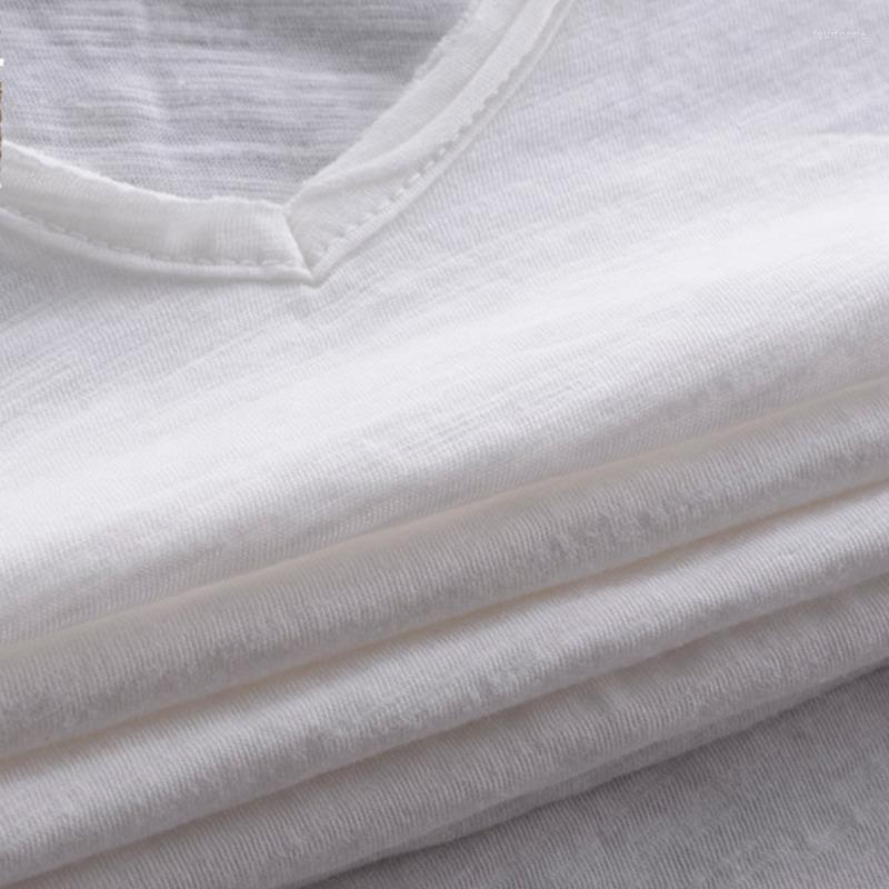 Men's T Shirts Summer Men Solid Color Linen Cotton Male V-neck Short Sleeve Casual Light Breathable Shirt