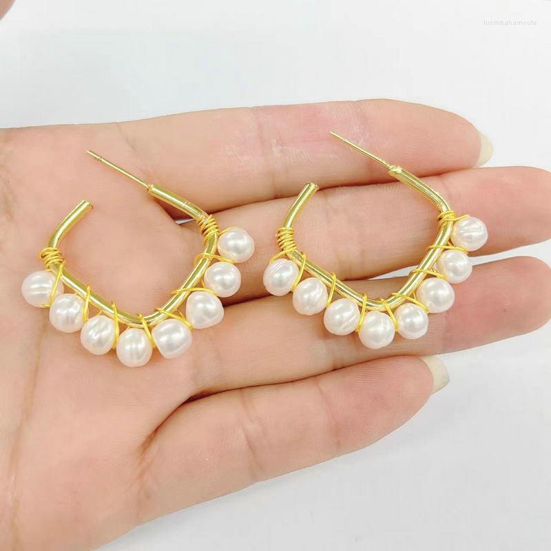 Hoop Earrings 10pair/lot Freshwater Pearl Earring Gold Plated Ear Hoops Fashion Exquisite Lady's Jewelry Wholesale
Hoop Earrings 10pair/lot Freshwater Pearl Earring Gold Plated Ear Hoops Fashion Exquisite Lady's Jewelry Wholesale