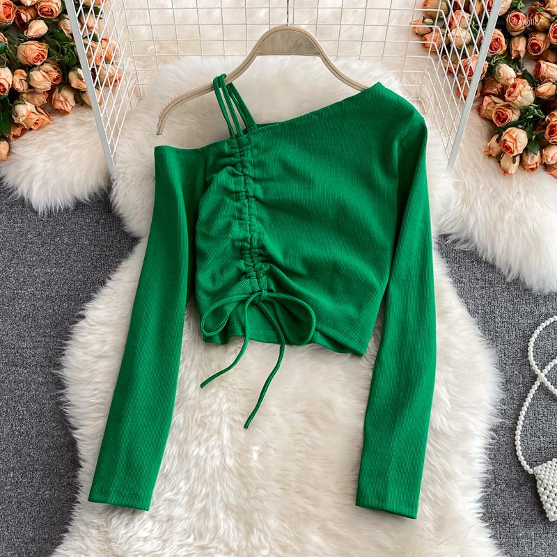 Women's T Shirts Autumn And Winter Unilateral Diagonal Collar Rope Fold Short Solid Color Long Sleeve With Foreign Style Jacket, Black
Women's T Shirts Autumn And Winter Unilateral Diagonal Collar Rope Fold Short Solid Color Long Sleeve With Foreign Style Jacket, Black