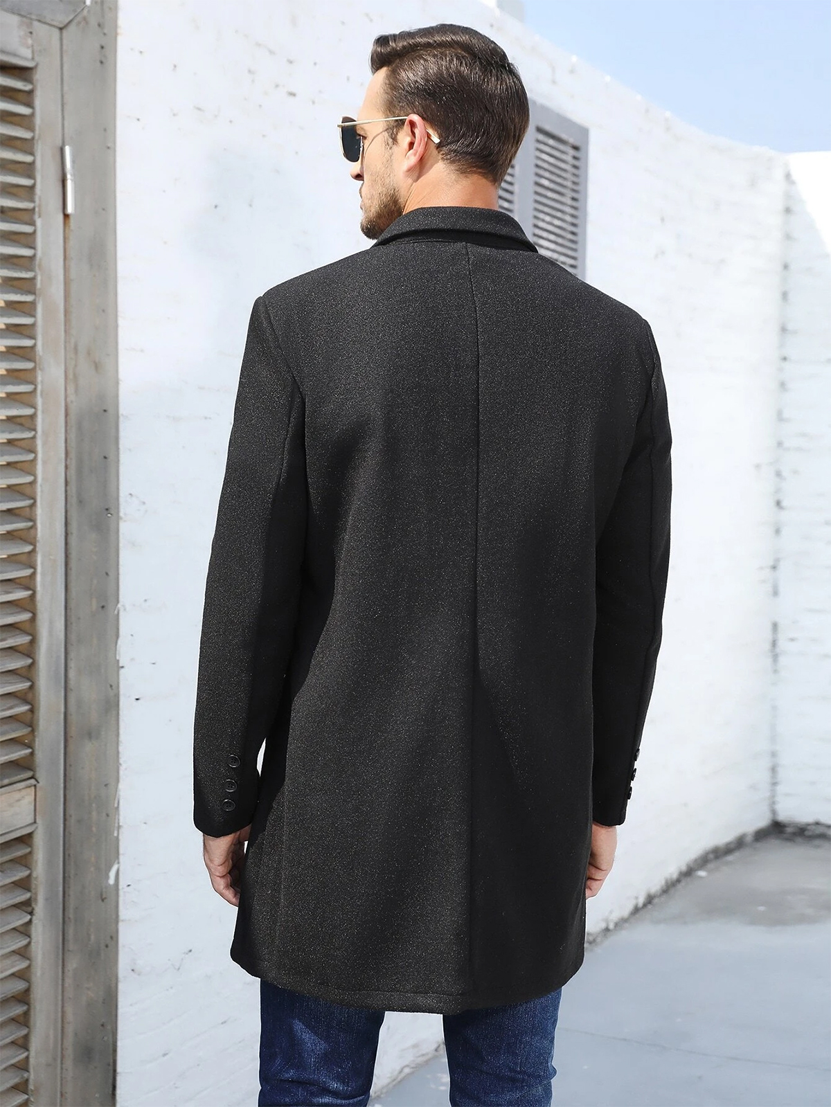 One Piece Handsome Wedding Tuxedos Men Suit Woolen Coat Unique Design Belt Outer Pockets Modern Formal Customized Business Suit Back Vent Casual Autum