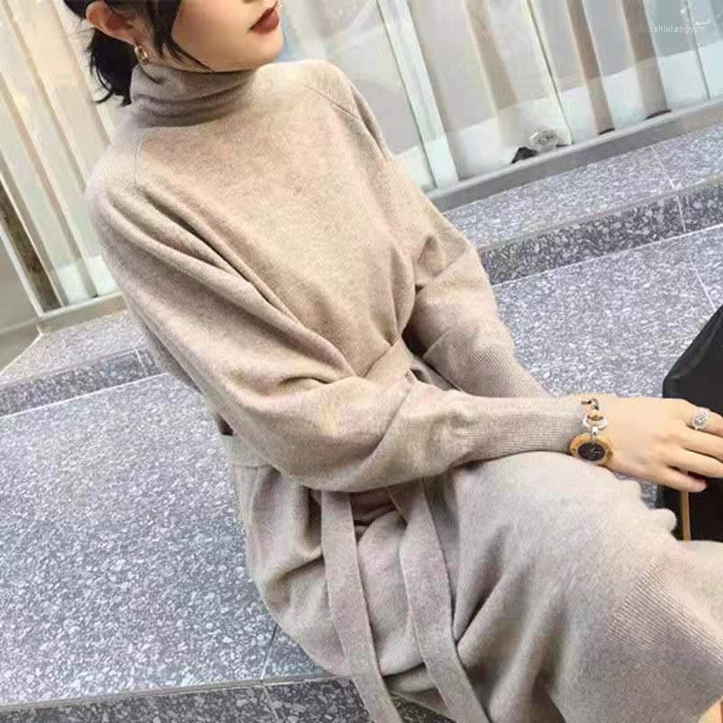 Casual Dresses Turtleneck Knit Sweater Dress Women 2022 Autumn Winter Outfit Cashmere Warm Loose With Belt Tunic Midi Pullover, Black
Casual Dresses Turtleneck Knit Sweater Dress Women 2022 Autumn Winter Outfit Cashmere Warm Loose With Belt Tunic Midi Pullover, Black