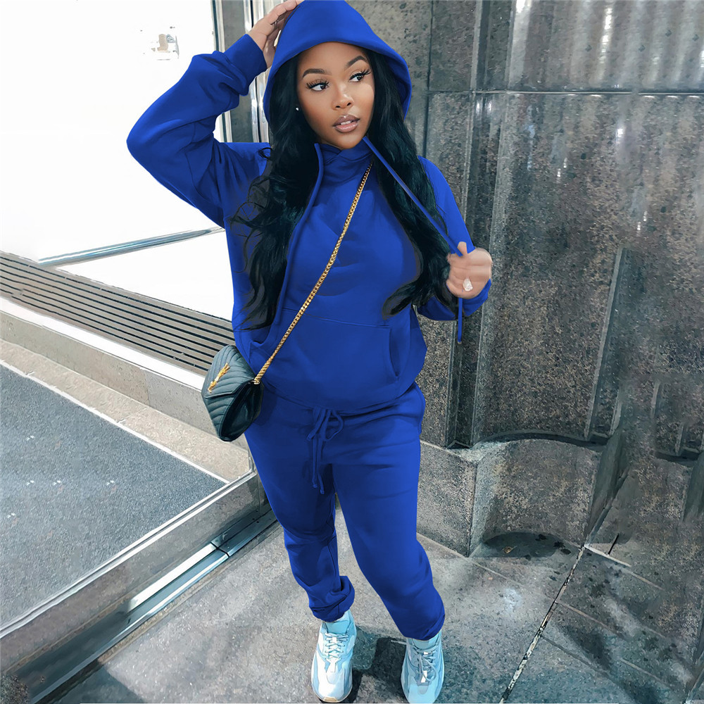 Plus size 4XL 5XL Jogger suits Women Tracksuits Fall Winter fleece Sweatsuits Long Sleeve Hooded Hoodie Pants Two Piece Set Casual Sports Suits Autumn