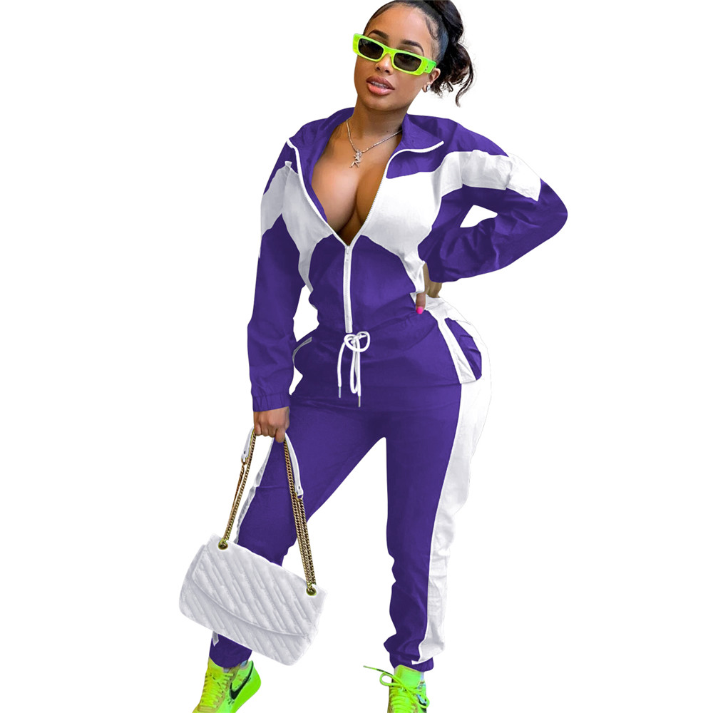 Fall Winter Sweatsuits Women Clothes Long Sleeve Tracksuits Patchwork Outfits Zipper Jacket Pants Two Piece Set Sportswear Casual Sports suits 9057