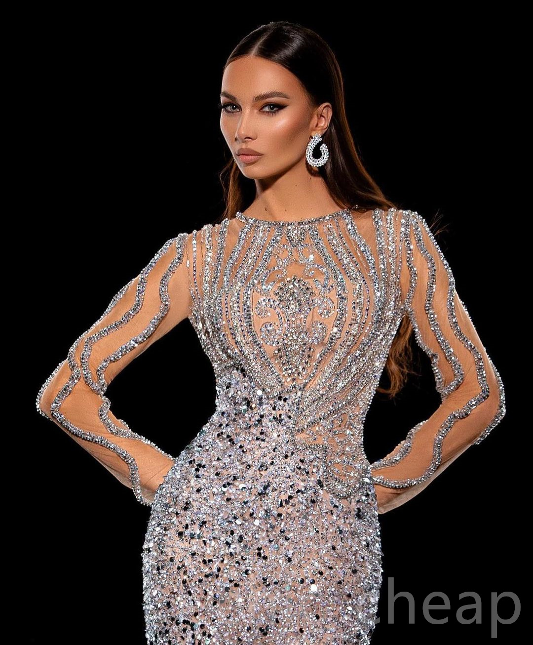 2023 Arabic Aso Ebi Silver Mermaid Prom Dresses Beaded Crystals Sexy Evening Formal Party Second Reception Birthday Engagement Gowns Dress ZJ603