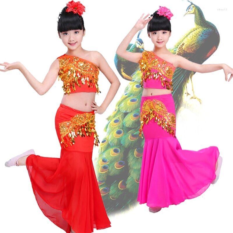 Stage Wear Children's Dai Dance Costumes Peacock Performance Girls' Fishtail Skirt Belly Clothes
Stage Wear Children's Dai Dance Costumes Peacock Performance Girls' Fishtail Skirt Belly Clothes