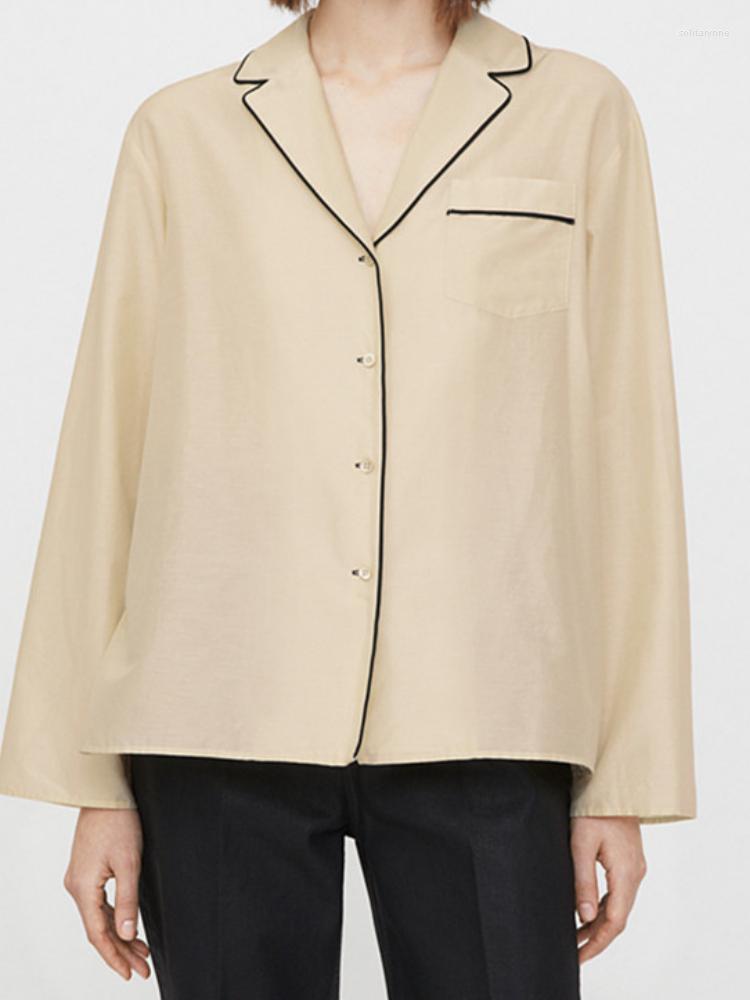 Women's Blouses 2022 Spring Summer Cotton Silk Solid Color Lapel Pocket Matching Single-breasted Women Casual Long-sleeved Shirt Top, Beige
Women's Blouses 2022 Spring Summer Cotton Silk Solid Color Lapel Pocket Matching Single-breasted Women Casual Long-sleeved Shirt Top, Beige