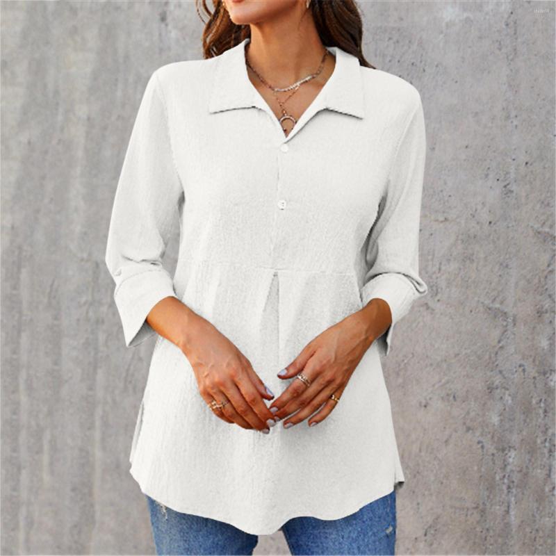 Women's Blouses Women Three Quarter Sleeves Solid Color Lapel Hem Slit Tuxedo Top Irregular Pullover Shirt Super Tight Sleeve, White
Women's Blouses Women Three Quarter Sleeves Solid Color Lapel Hem Slit Tuxedo Top Irregular Pullover Shirt Super Tight Sleeve, White
