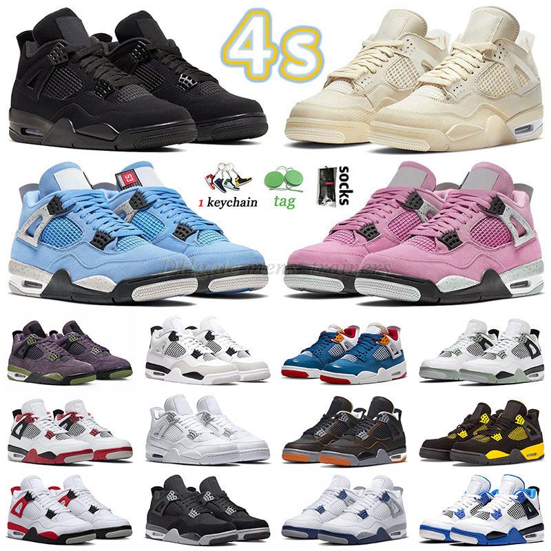 Jumpman 4 Offs Sail Basketball Shoes Mens Women Retro 4 Black Cat University Blue Pink Red Thunder Midnight Navy Red Cement Photon Dust J4 Retros Designer Sneakers J4s, J76 40-47 loyal blue