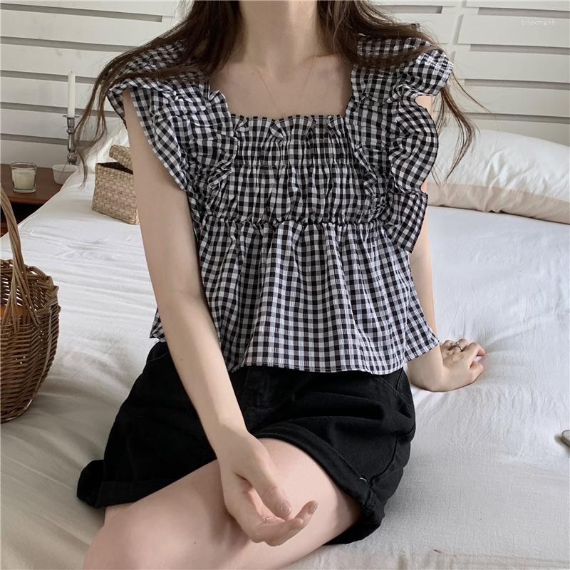 Women's Blouses Retro Womans Tops Summer Square Collar Ruffled Plaid Shirt 2022 Japanese Style Flying Sleeves Short Blouse Blusa Feminina, Picture shown
Women's Blouses Retro Womans Tops Summer Square Collar Ruffled Plaid Shirt 2022 Japanese Style Flying Sleeves Short Blouse Blusa Feminina, Picture shown
