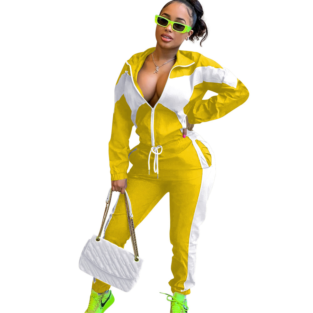 Fall Winter Sweatsuits Women Clothes Long Sleeve Tracksuits Patchwork Outfits Zipper Jacket Pants Two Piece Set Sportswear Casual Sports suits 9057