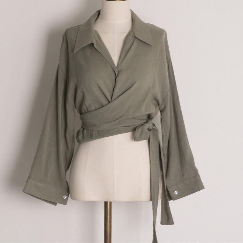 Women's Blouses Summer Style Long-sleeved Turn-downcollar Cross-tie High Waist Vintage Nine-point Sleeve Shirt Women, Picture shown
Women's Blouses Summer Style Long-sleeved Turn-downcollar Cross-tie High Waist Vintage Nine-point Sleeve Shirt Women, Picture shown