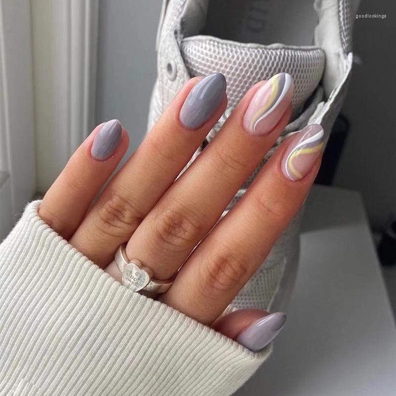 False Nails 24Pcs Detachable Almond Short Pointed Wearable French Stiletto Fake Full Cover Nail Tips Press On, 108 
False Nails 24Pcs Detachable Almond Short Pointed Wearable French Stiletto Fake Full Cover Nail Tips Press On, 108