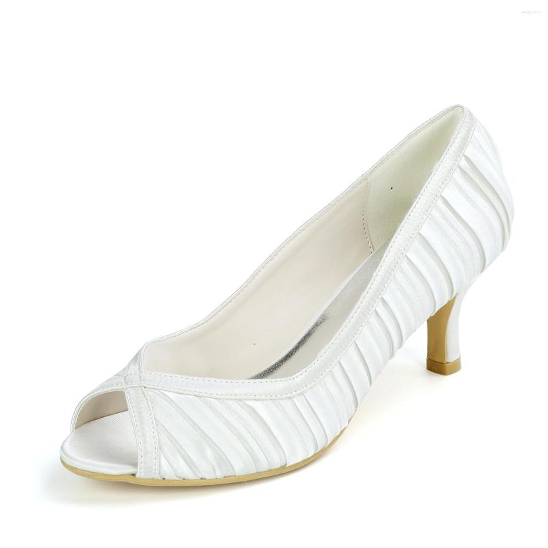 Dress Shoes Lady Open Peep Toe Heels Pleated Satin Evening Bridal Wedding Party Cocktail Banquet Lower Heel Prom Pumps Slip On, White
Dress Shoes Lady Open Peep Toe Heels Pleated Satin Evening Bridal Wedding Party Cocktail Banquet Lower Heel Prom Pumps Slip On, White
