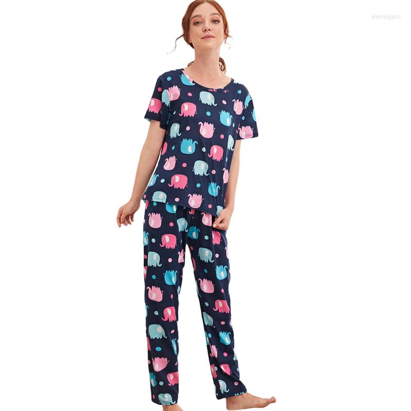 Women' Sleepwear Womens Pajama Set Classic Floral Print Short Sleeve Top Tee & Loose Long Pants Elasic Wasit Bottoms T-shirt Pjs Sets
Women' Sleepwear Womens Pajama Set Classic Floral Print Short Sleeve Top Tee & Loose Long Pants Elasic Wasit Bottoms T-shirt Pjs Sets