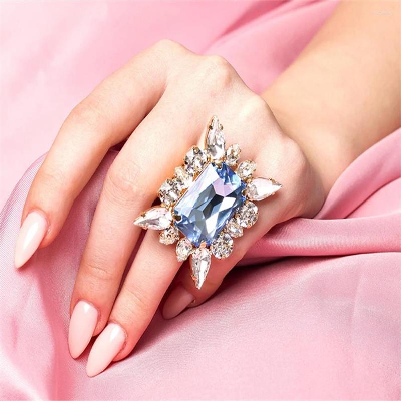 Wedding Rings Vintage Blue Clear Crystal Water Drop Large Square Ring Jewelry For Women Rhinestone Adjustable Open Finger Gift
Wedding Rings Vintage Blue Clear Crystal Water Drop Large Square Ring Jewelry For Women Rhinestone Adjustable Open Finger Gift