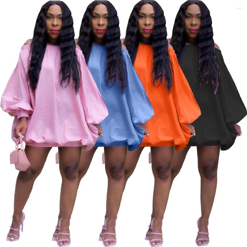 Casual Dresses Solid Off The Shoulder Loose Mini Dress For Women Autumn Long Lantern Sleeve Fashion Streetwear Robe Lounge, Black dress 
Casual Dresses Solid Off The Shoulder Loose Mini Dress For Women Autumn Long Lantern Sleeve Fashion Streetwear Robe Lounge, Black dress