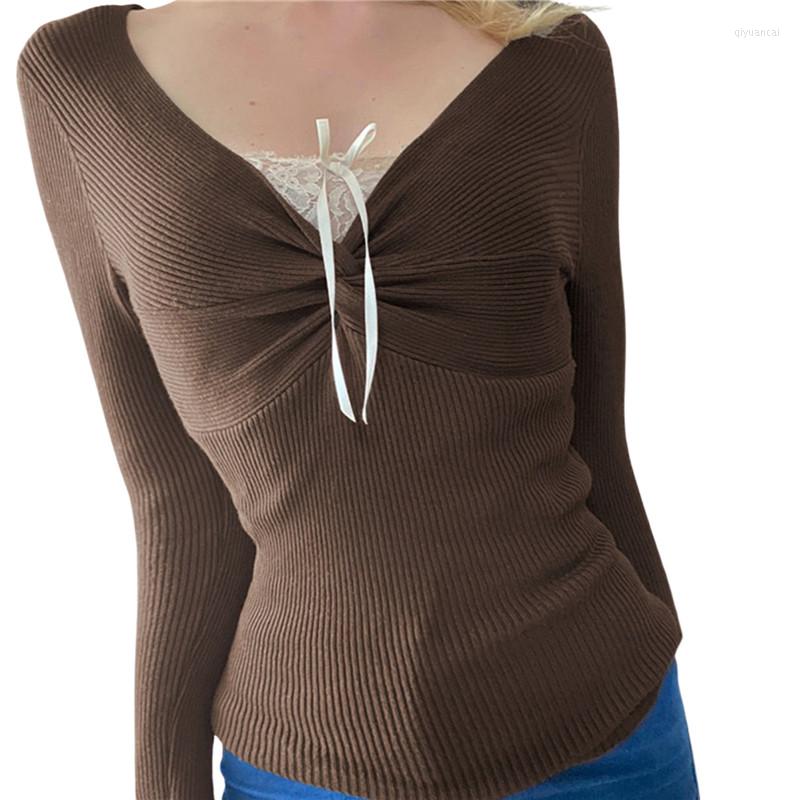 Women' Blouses Women Casual Spring Autumn Pullovers Tops Female Long Sleeve V-Neck Lace Patchwork Slim Fit Knitted Blouse Vintage Tees, Auburn
Women' Blouses Women Casual Spring Autumn Pullovers Tops Female Long Sleeve V-Neck Lace Patchwork Slim Fit Knitted Blouse Vintage Tees, Auburn