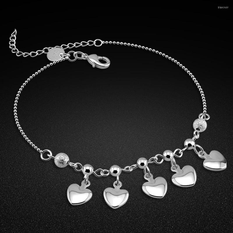 Anklets 925 Silver Anklet Women's Classic Solid Heart Ankle Jewelry Chain Summer Fashion Footwear Prata De Le
Anklets 925 Silver Anklet Women's Classic Solid Heart Ankle Jewelry Chain Summer Fashion Footwear Prata De Le
