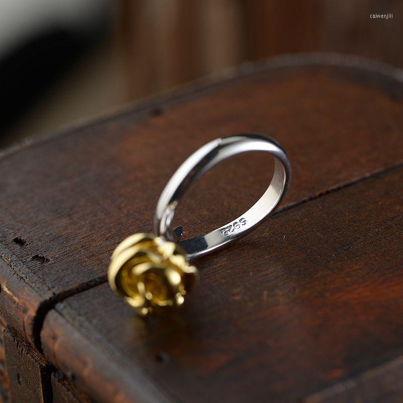 Cluster Rings FNJ 925 Silver Rose Flower Ring Original S925 Sterling For Women Jewelry Adjustable USA Size Gold Color Vintage
Cluster Rings FNJ 925 Silver Rose Flower Ring Original S925 Sterling For Women Jewelry Adjustable USA Size Gold Color Vintage