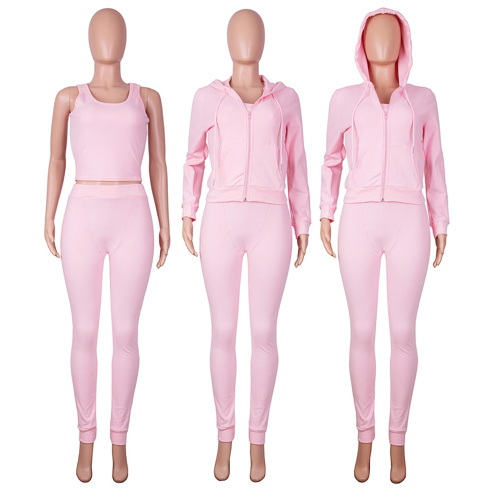 Bulk Items Wholesale Lots Fall Winter Tracksuits for Women 3 Piece Sets Long Sleeve jacket Vest Pants Double Sided Fleece Sweatsuits Casual Sportswear