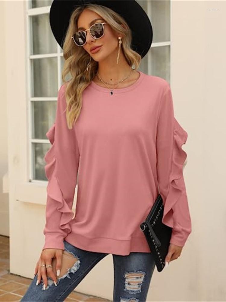 Women' T Shirts Women Tshirts Spring Clothes Ruffles Long Sleeve Top Loose Solid Color O Neck Pullover Fashion Casual Sweatshirts 2023, Lake blue
Women' T Shirts Women Tshirts Spring Clothes Ruffles Long Sleeve Top Loose Solid Color O Neck Pullover Fashion Casual Sweatshirts 2023, Lake blue