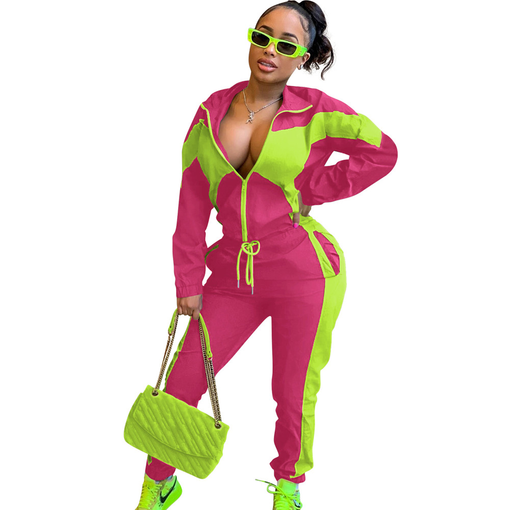 Fall Winter Sweatsuits Women Clothes Long Sleeve Tracksuits Patchwork Outfits Zipper Jacket Pants Two Piece Set Sportswear Casual Sports suits 9057